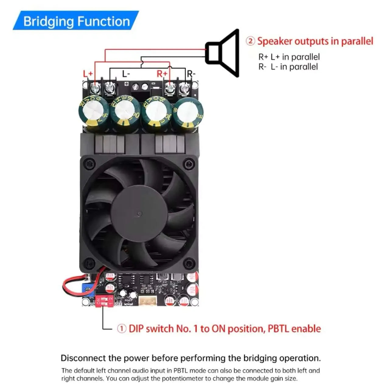 Tarjeta amplificadora de audio Clase D Tpa3255 300W Stereo o Btl